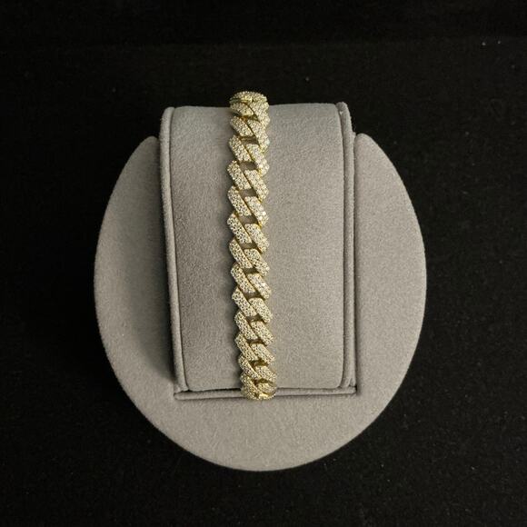 8.8mm Gold Monaco Cuban Link Bracelet 8.5in 4.93ctw~NEW~Retail $899 - Picture 1 of 9